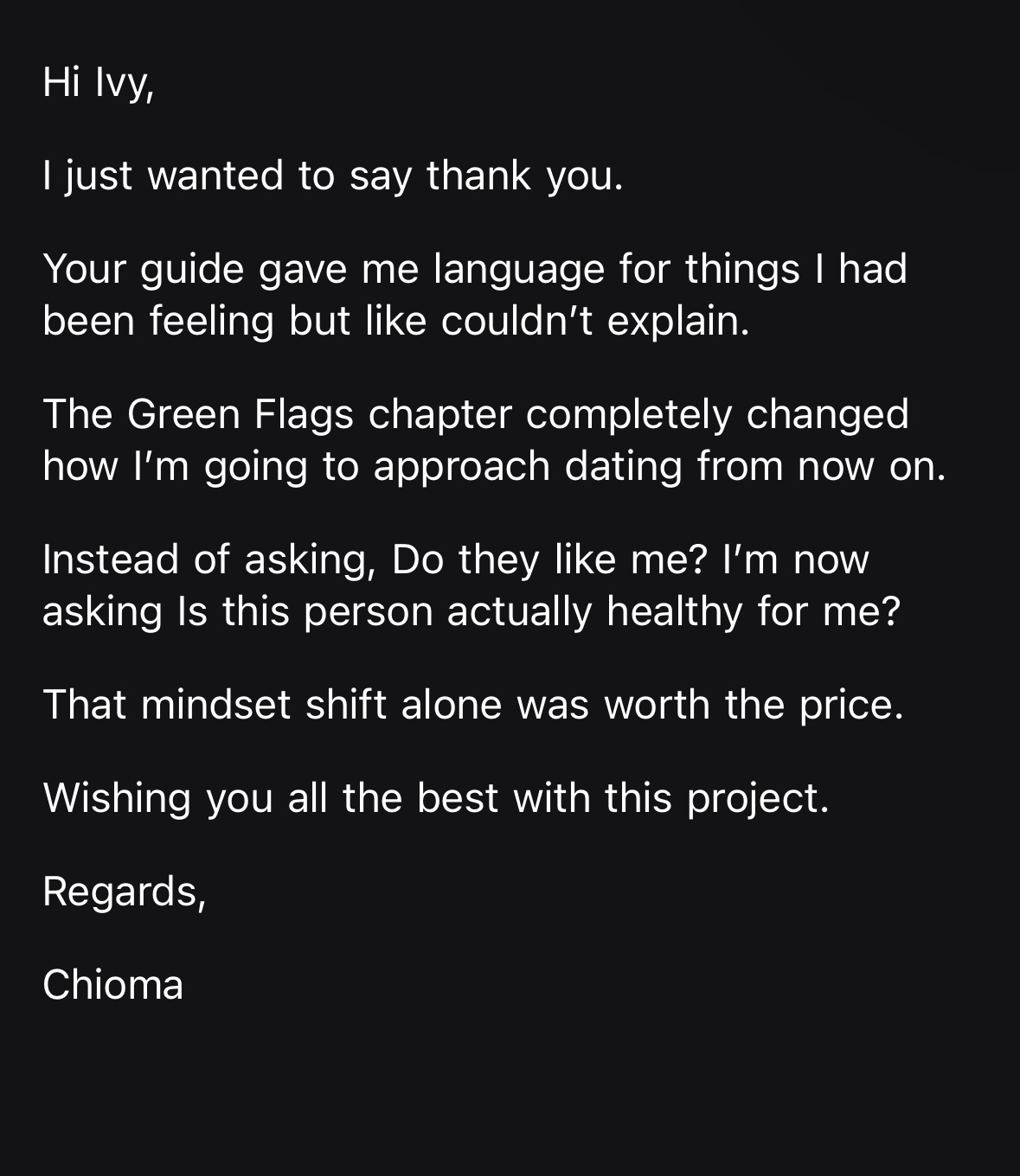 Reader message