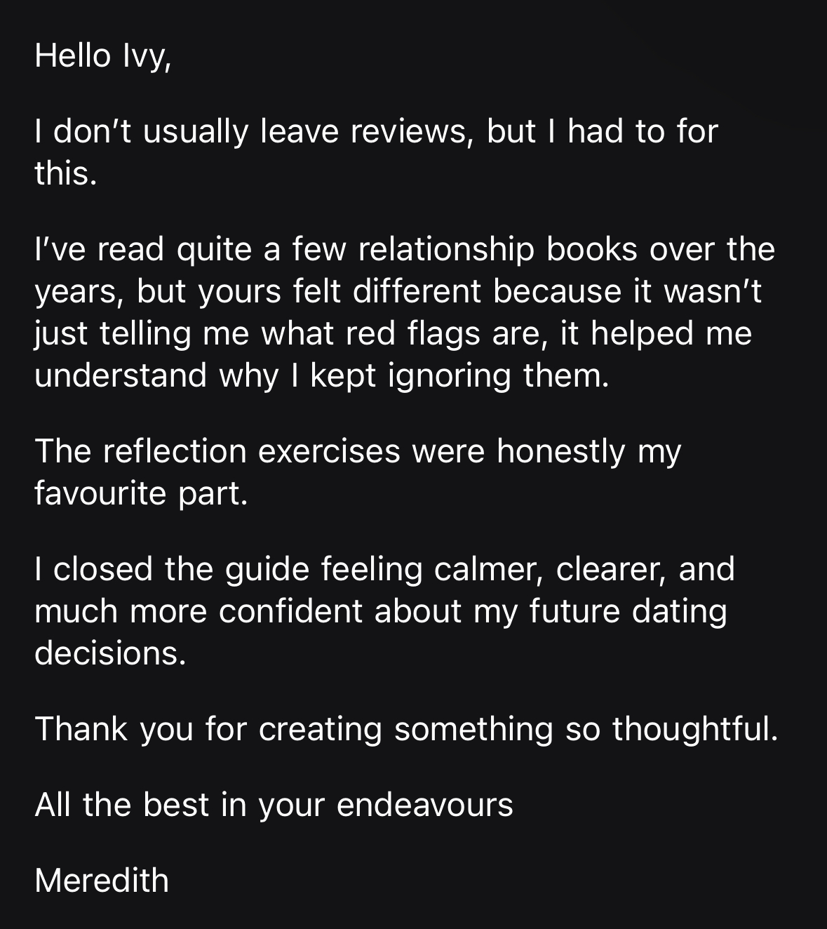 Reader message